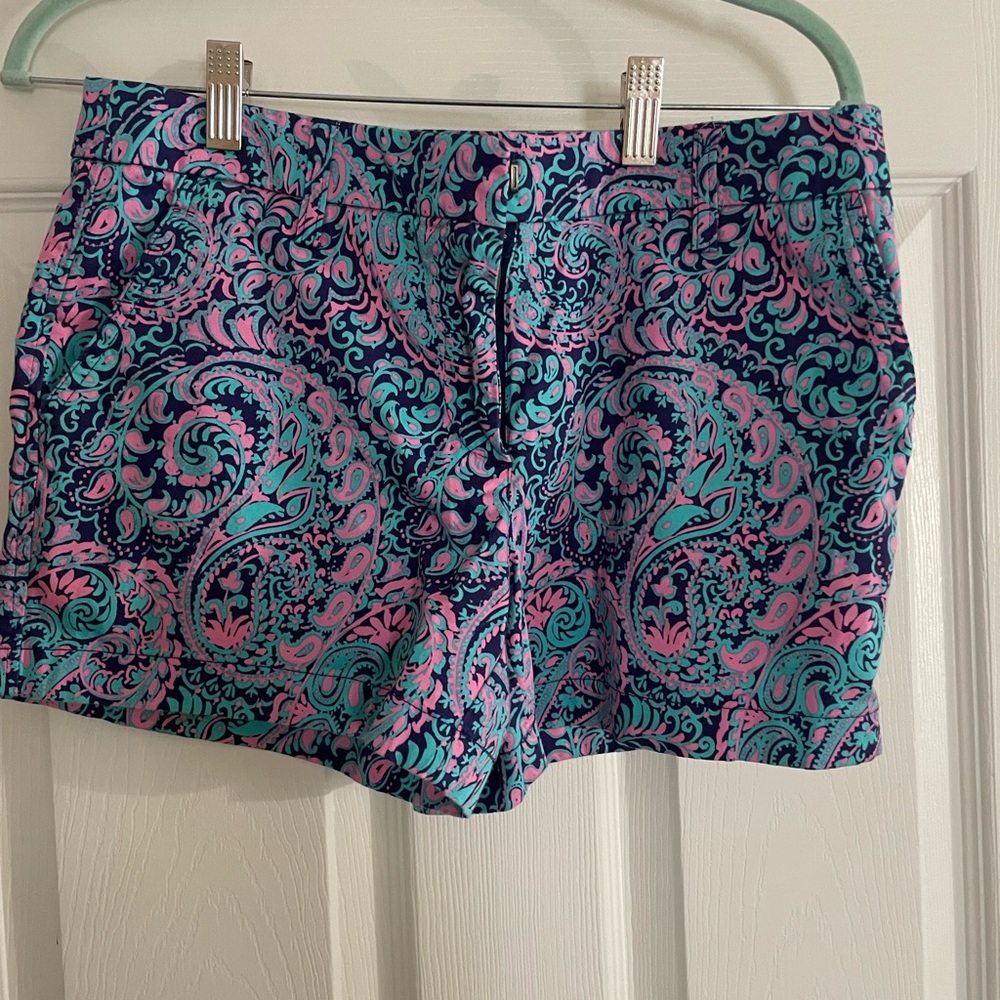 Cambridge Dry Goods Paisley Navy Pink Teal Women’s Shorts